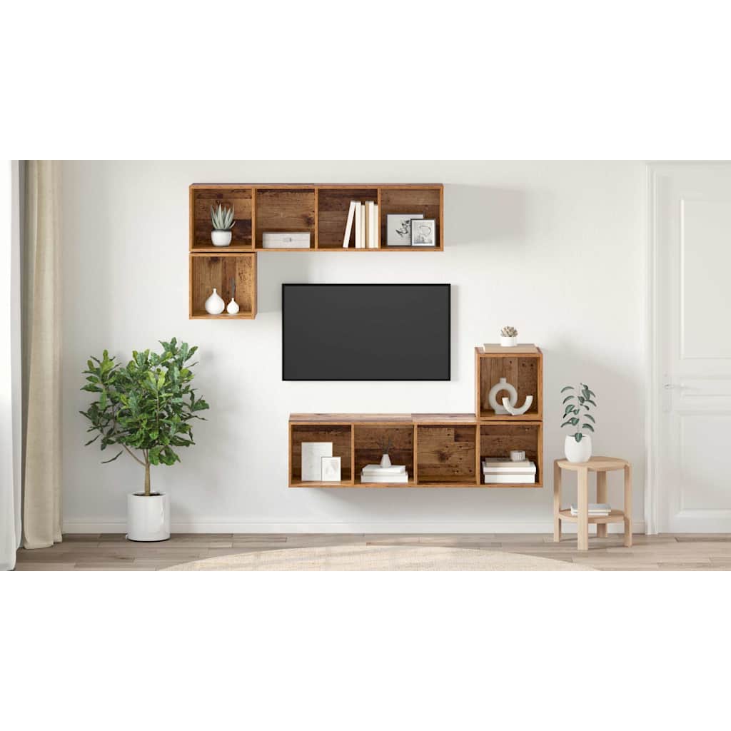 TV spintelių komplektas 4 pcs Senovinis medis Apdirbta mediena