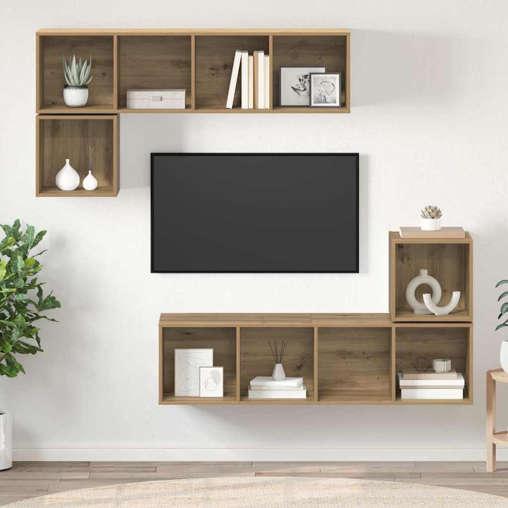 TV spintelių komplektas su saugykla 4 pcs artisano ąžuolo
