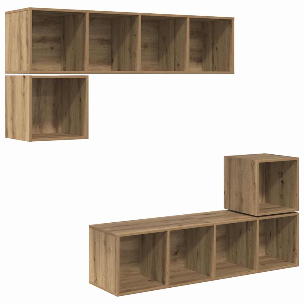 TV spintelių komplektas su saugykla 4 pcs artisano ąžuolo