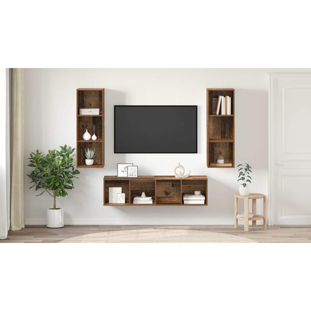TV spintelės komplektas 3 pcs Sena mediena 37 x 37 x 142.5 cm