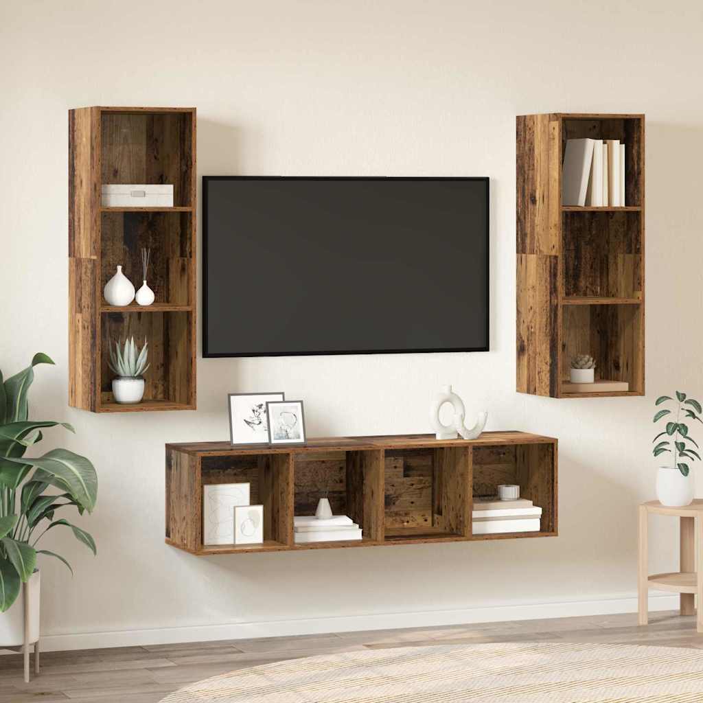 TV spintelės komplektas 3 pcs Sena mediena 37 x 37 x 142.5 cm