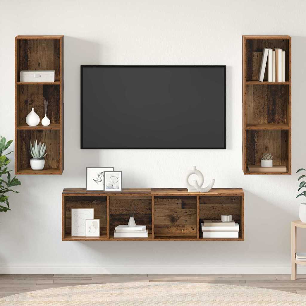 TV spintelės komplektas 3 pcs Sena mediena 37 x 37 x 142.5 cm
