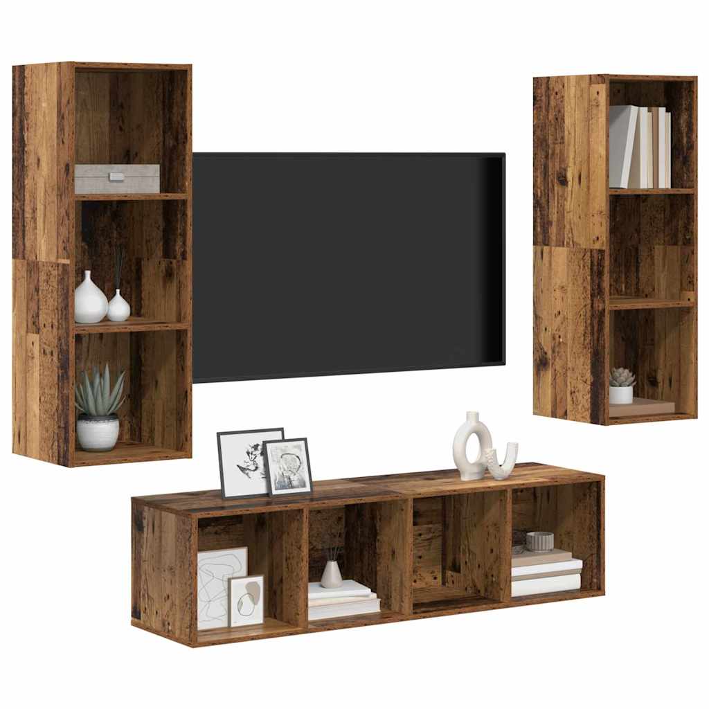 TV spintelės komplektas 3 pcs Sena mediena 37 x 37 x 142.5 cm