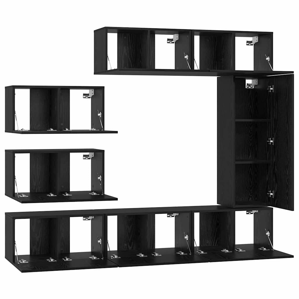 TV kabineto rinkinys 8 pcs Juodas ąžuolas 30.5 x 30 x 90 cm