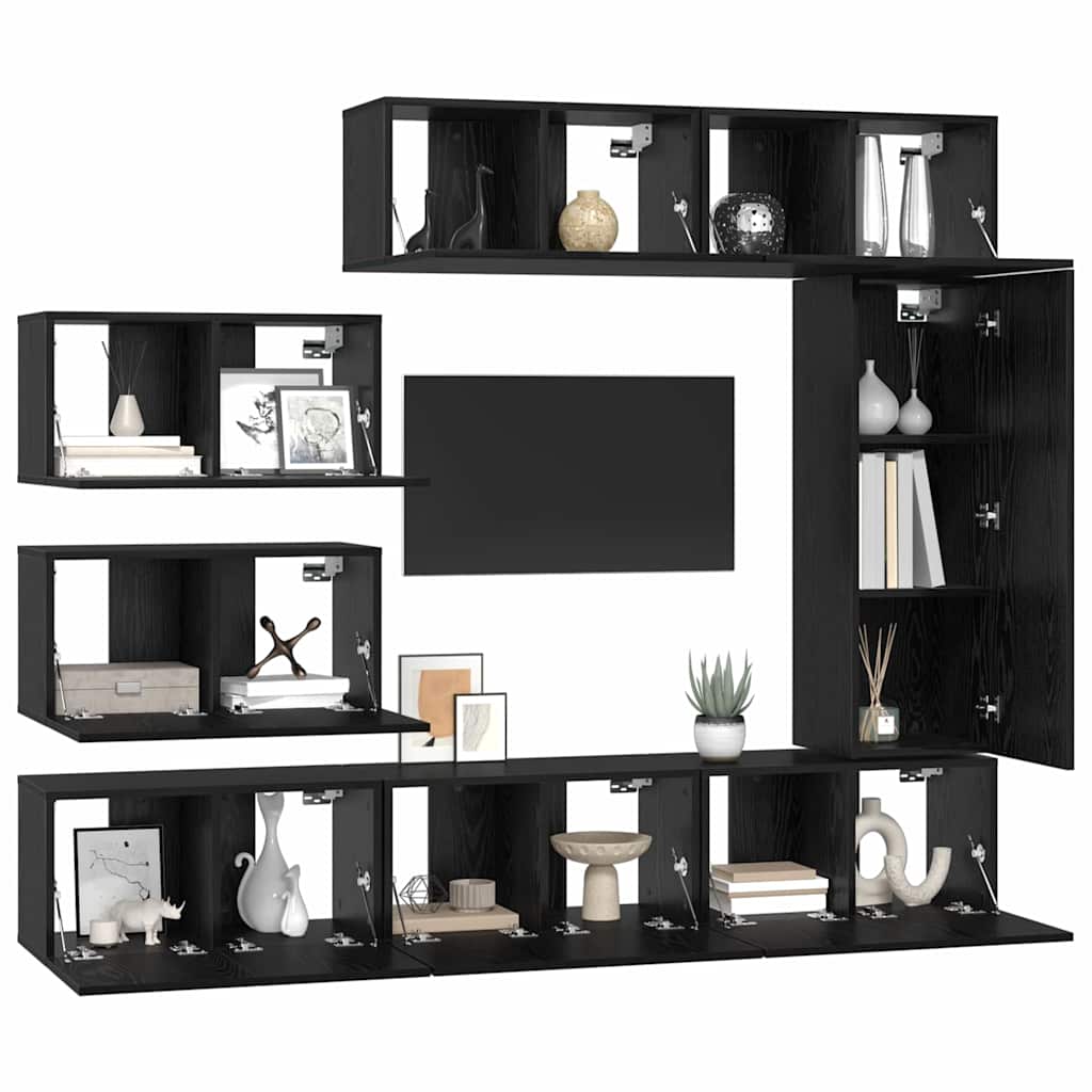 TV kabineto rinkinys 8 pcs Juodas ąžuolas 30.5 x 30 x 90 cm