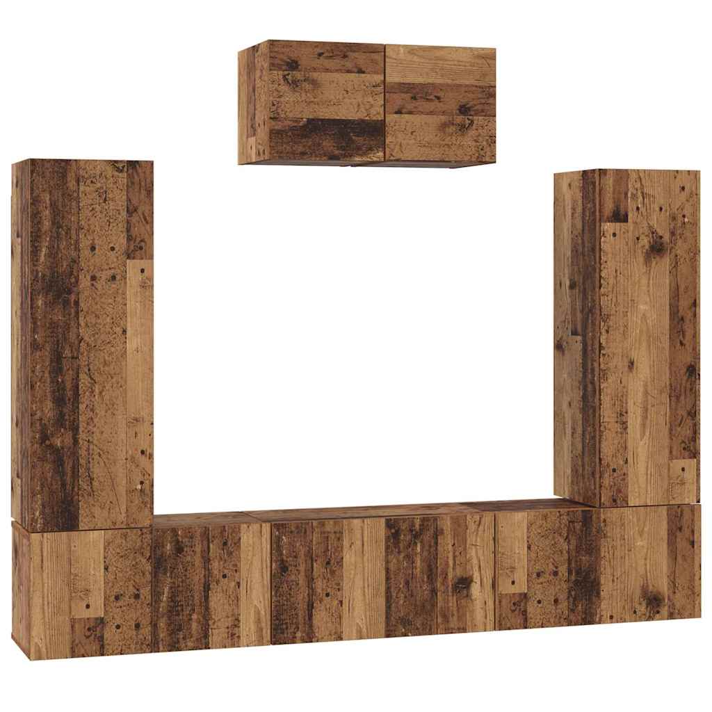 TV Cabinet Set 7 pcs Vintage solid wood