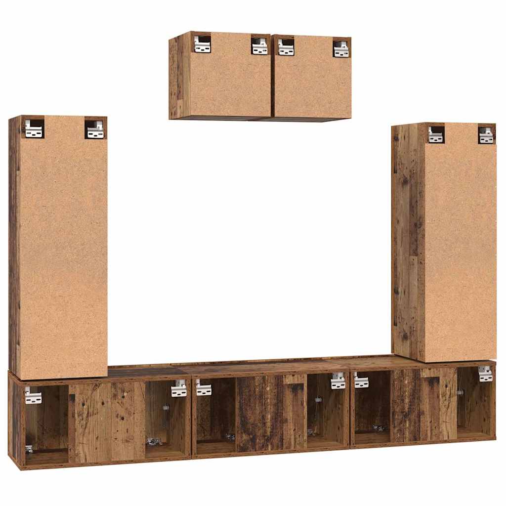 TV Cabinet Set 7 pcs Vintage solid wood