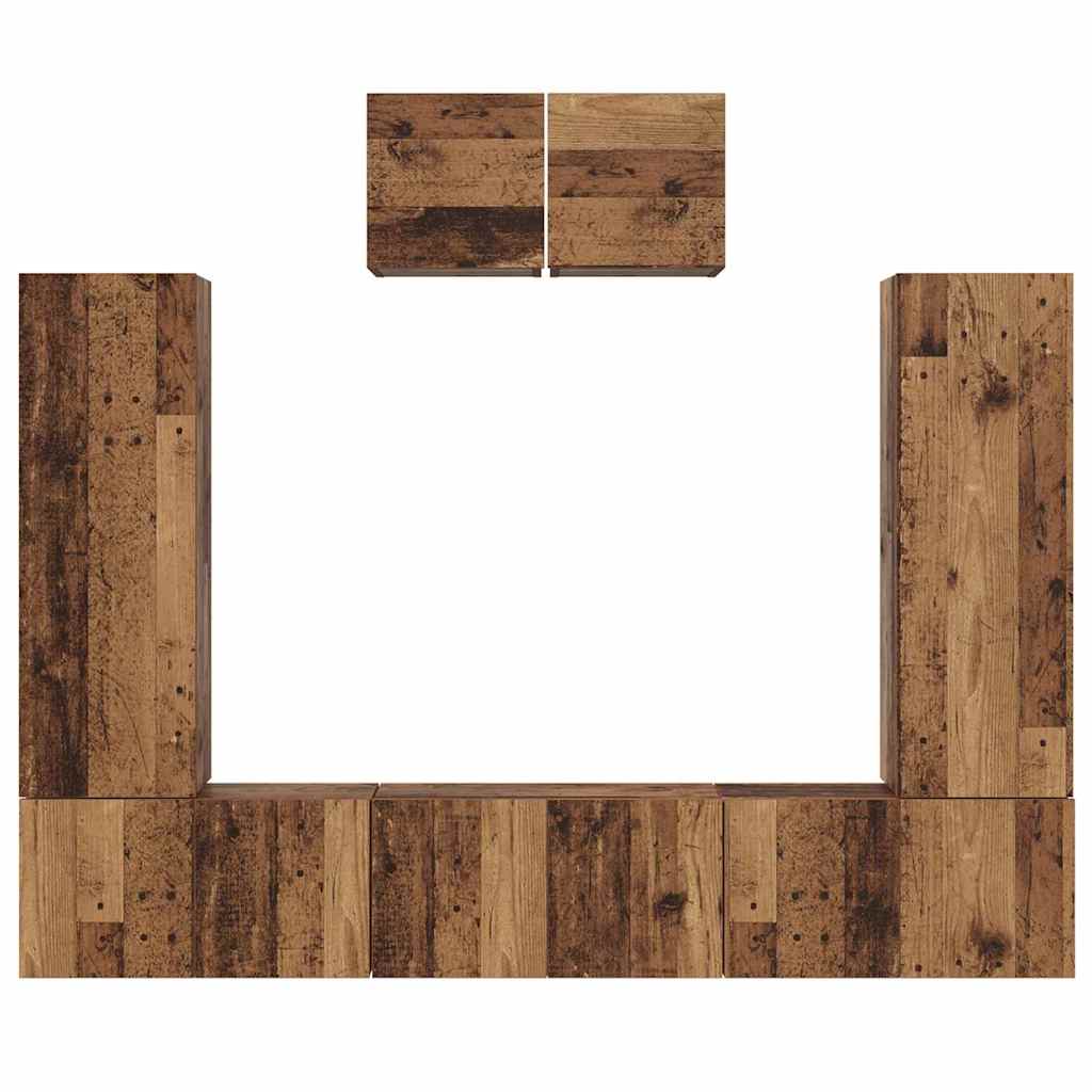 TV Cabinet Set 7 pcs Vintage solid wood