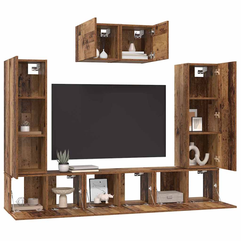 TV Cabinet Set 7 pcs Vintage solid wood
