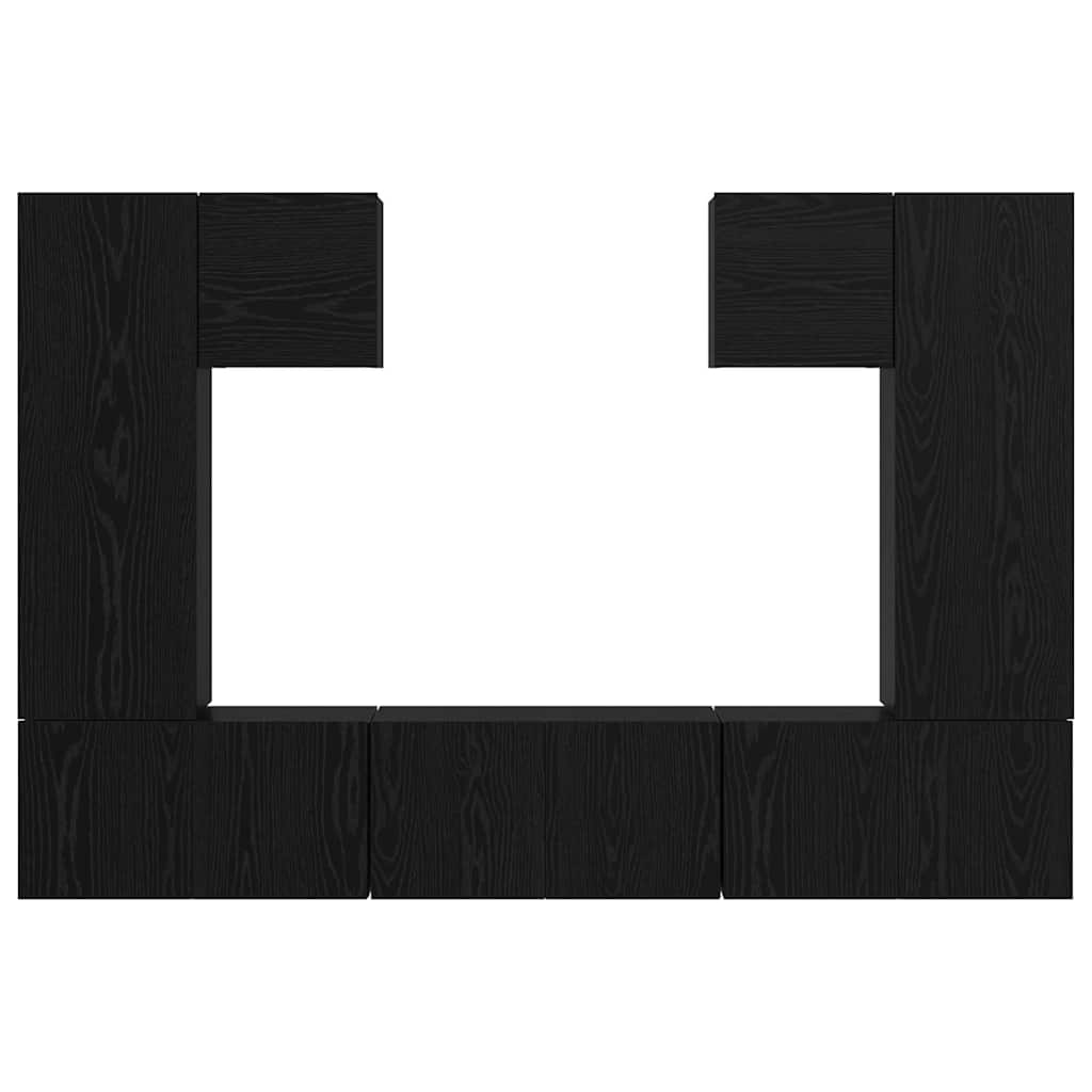TV Cabinet Set 7 pcs Black Oak Engineered Wood