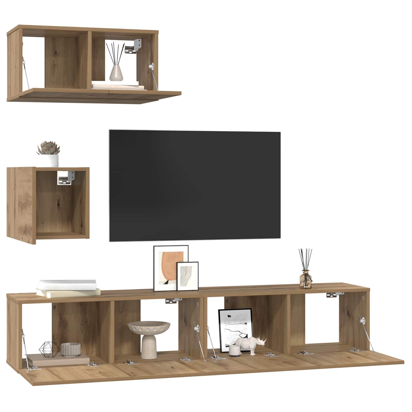 TV cabinet set 3 pcs Craftsmen Oak
