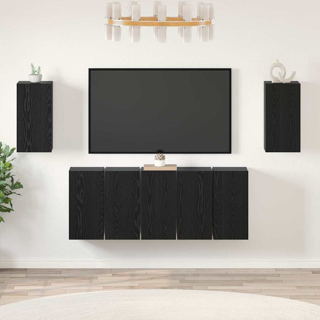 TV spintelių komplektas 7 pcs Juodas ąžuolas 30,5 x 30 x 60 cm