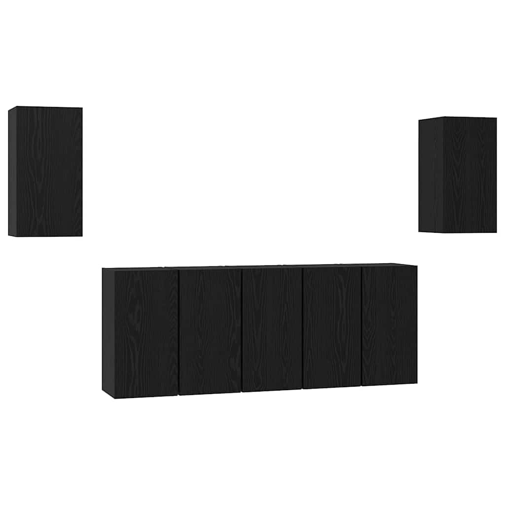TV spintelių komplektas 7 pcs Juodas ąžuolas 30,5 x 30 x 60 cm