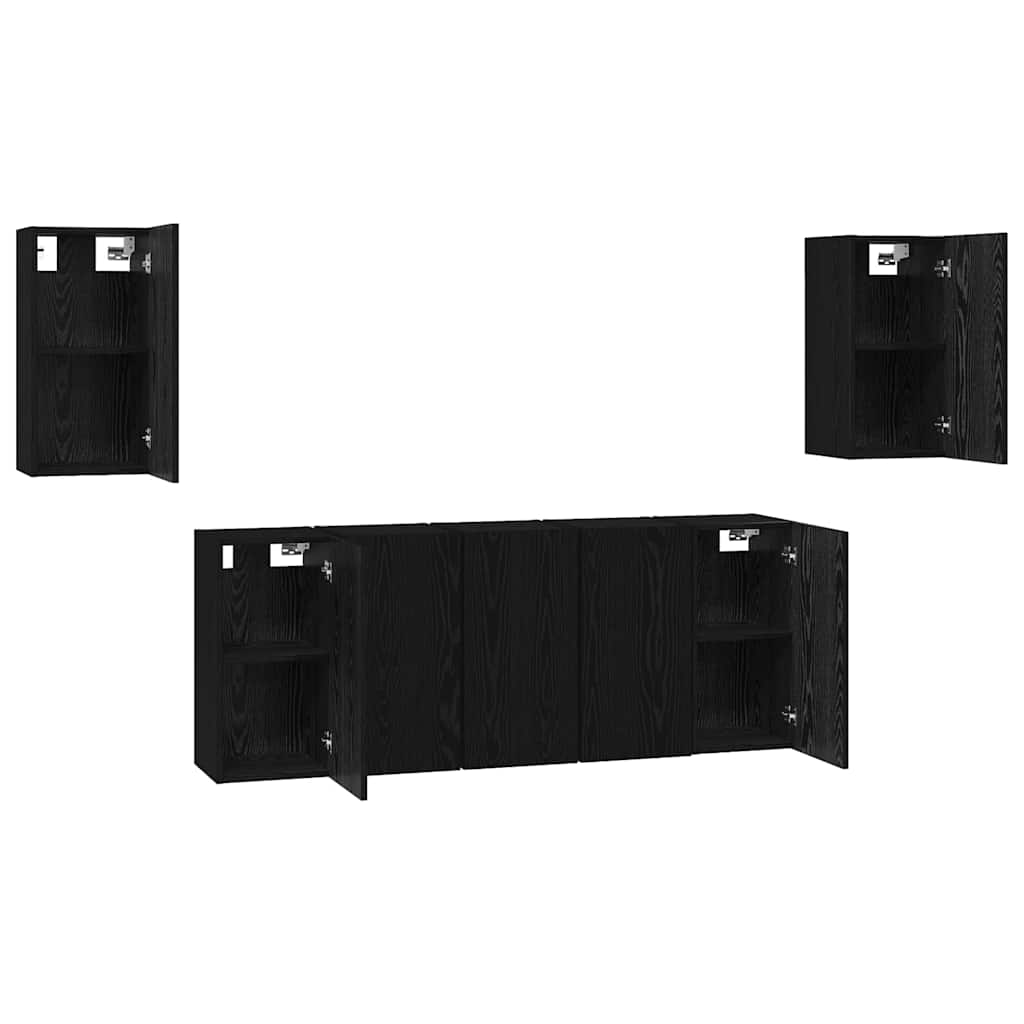 TV spintelių komplektas 7 pcs Juodas ąžuolas 30,5 x 30 x 60 cm