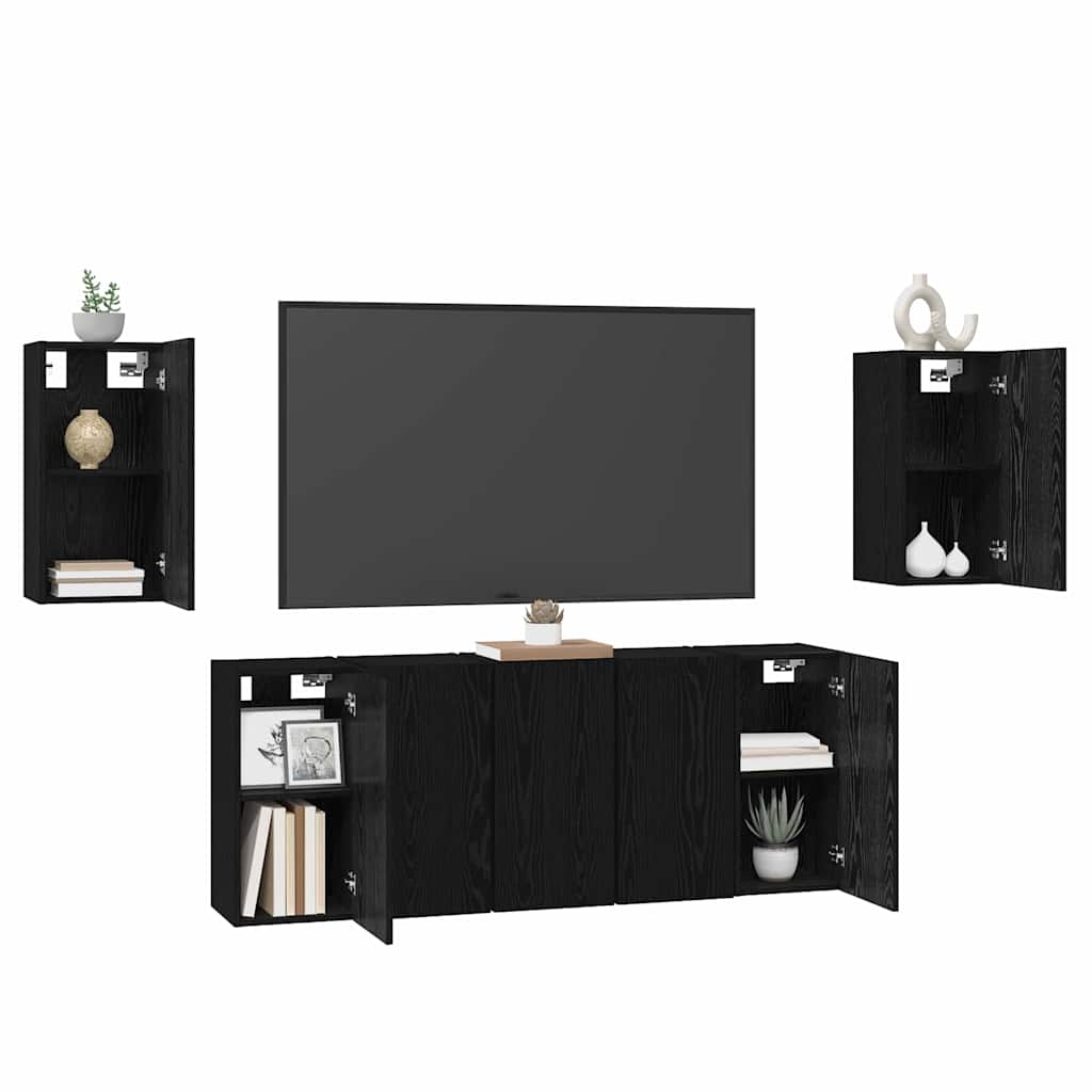 TV spintelių komplektas 7 pcs Juodas ąžuolas 30,5 x 30 x 60 cm