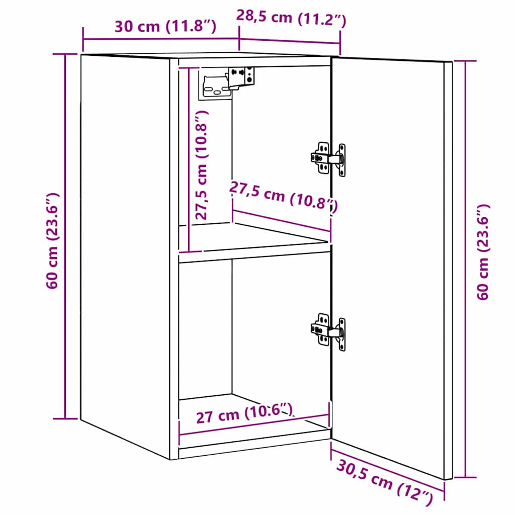 TV spintelių komplektas 7 pcs Juodas ąžuolas 30,5 x 30 x 60 cm