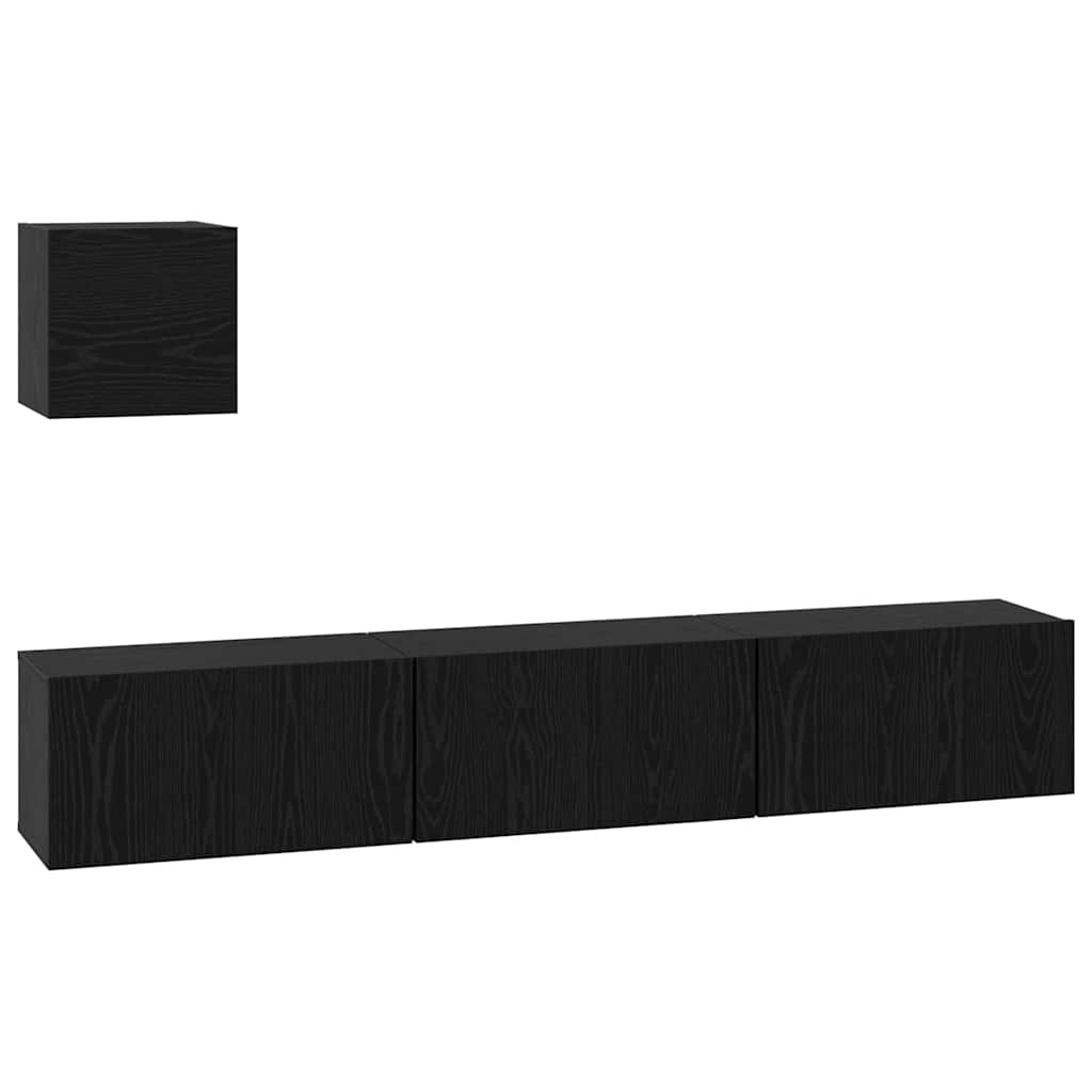 TV komplekts Cits ar uzglabāšanas vietu ar durvīm 4 gab. Melns ozols 60 x 30 x 30 cm