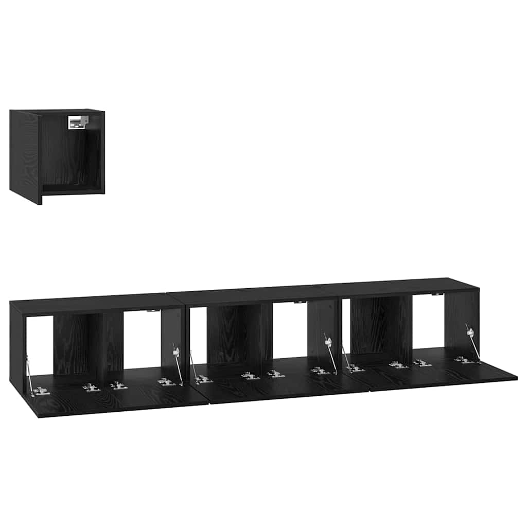 TV komplekts Cits ar uzglabāšanas vietu ar durvīm 4 gab. Melns ozols 60 x 30 x 30 cm