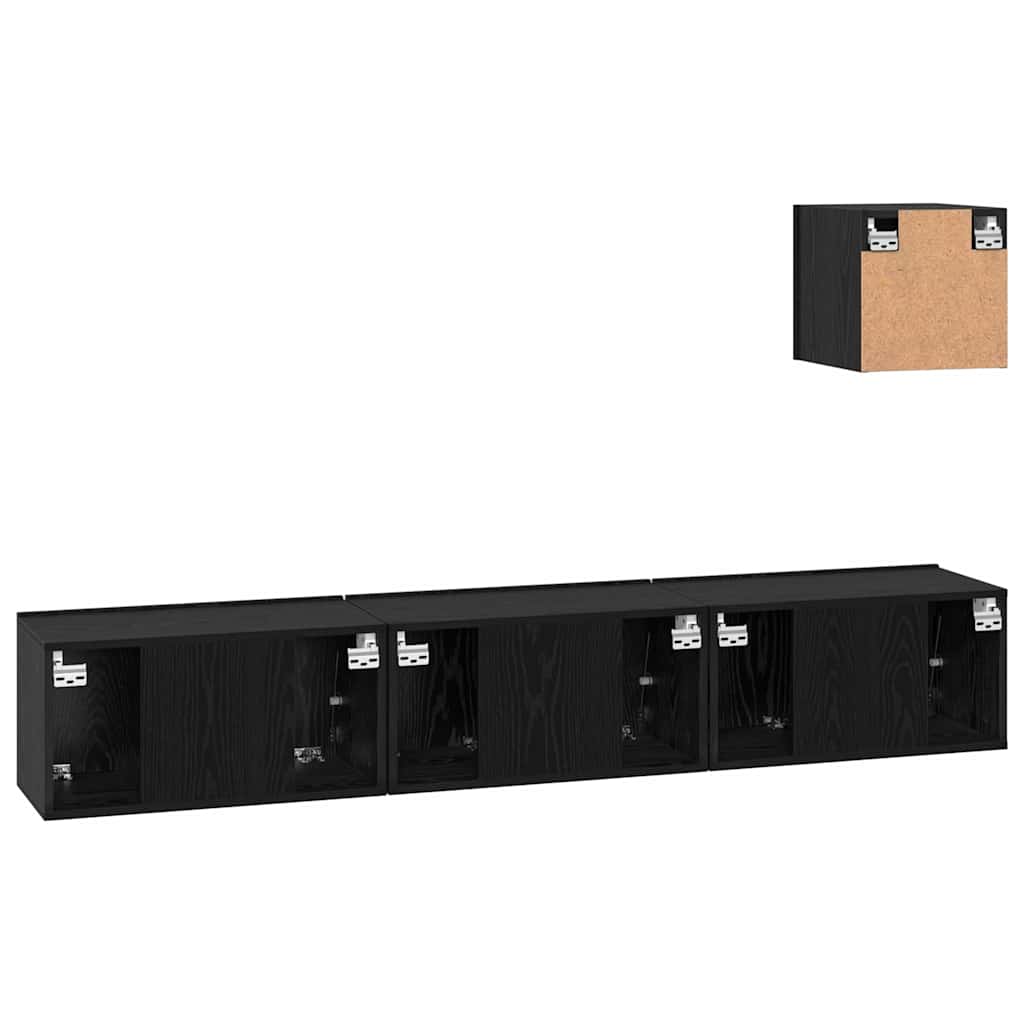 TV komplekts Cits ar uzglabāšanas vietu ar durvīm 4 gab. Melns ozols 60 x 30 x 30 cm