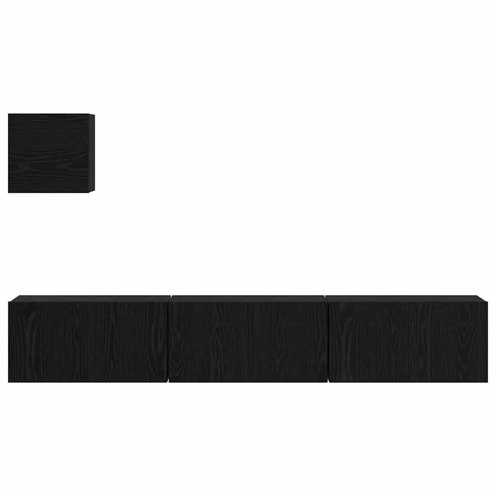 TV komplekts Cits ar uzglabāšanas vietu ar durvīm 4 gab. Melns ozols 60 x 30 x 30 cm