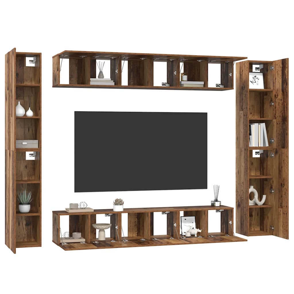 TV spintelių komplektas 10 pcs Senovinis medis Apdirbta mediena