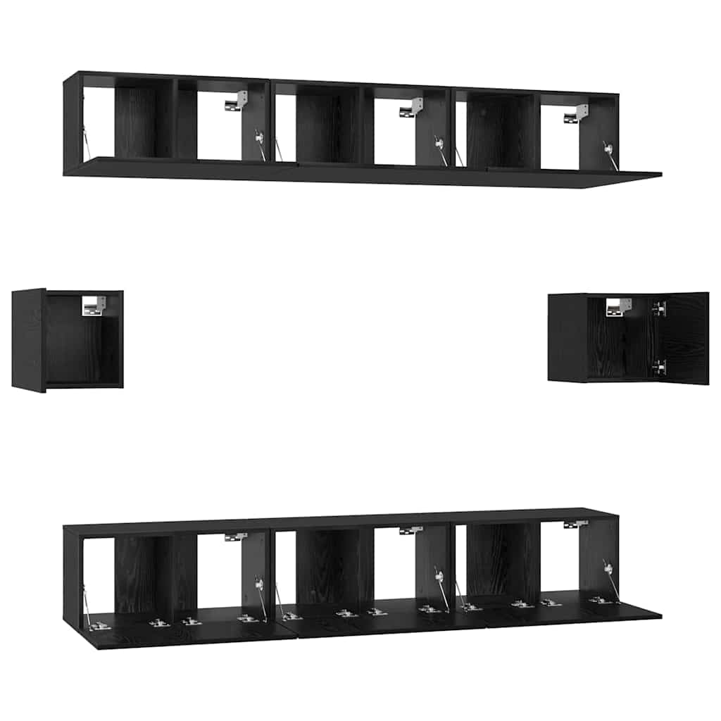 TV spintelių komplektas 8 pcs Juodas ąžuolas Apdirbta mediena