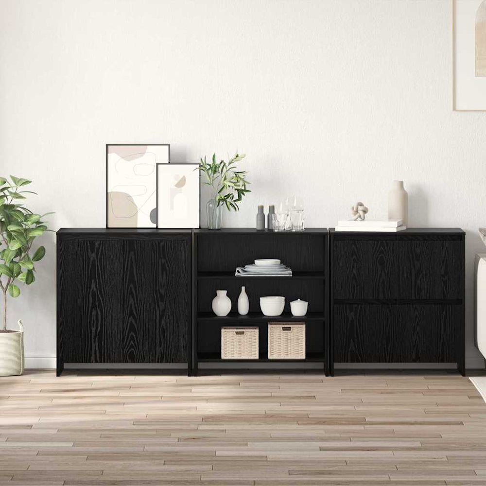 Kabalas 3 pcs juoda ąžuolo 70 x 41 x 75 cm Apdirbta mediena