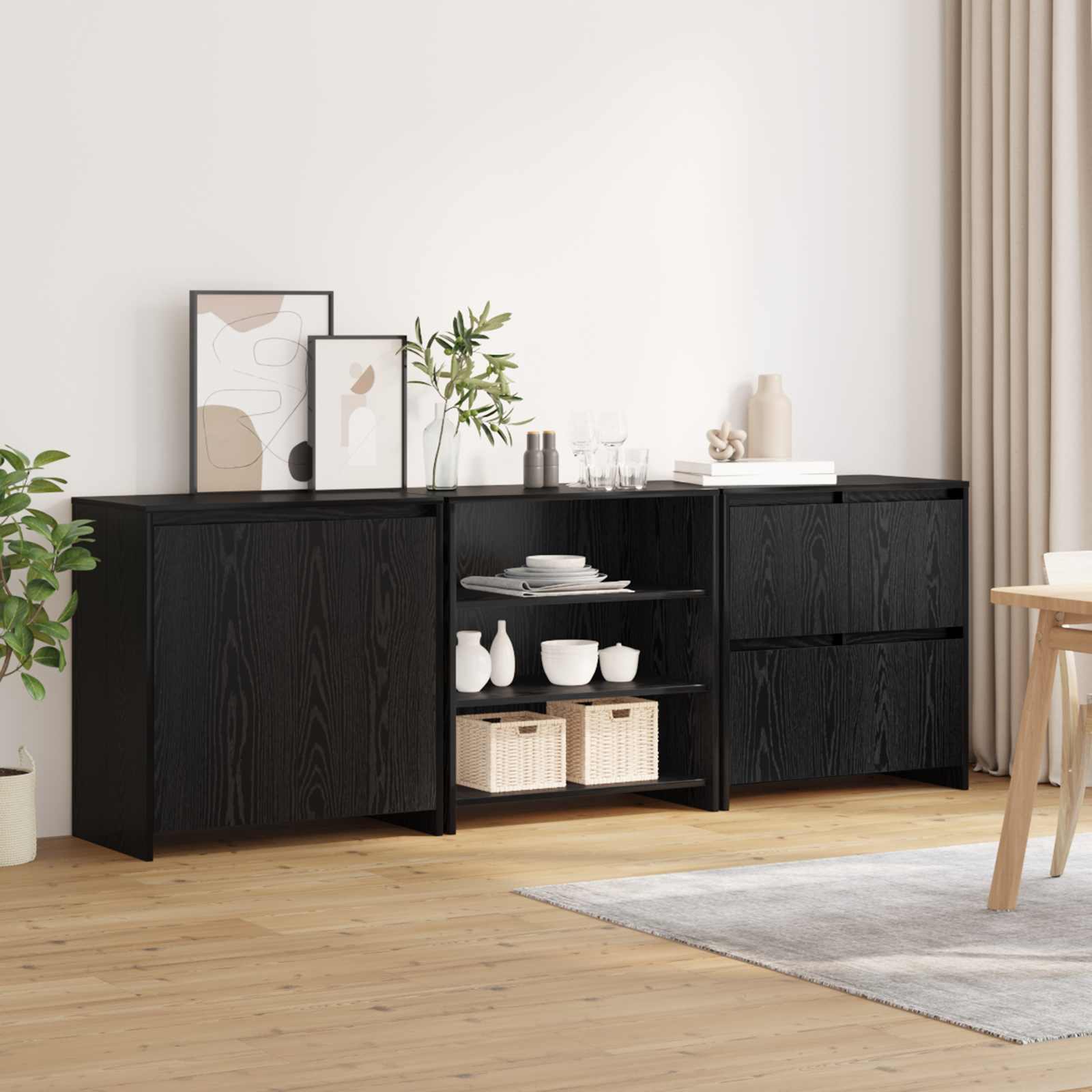 Kabal 3 pcs black oak 70 x 41 x 75 cm Engineered wood