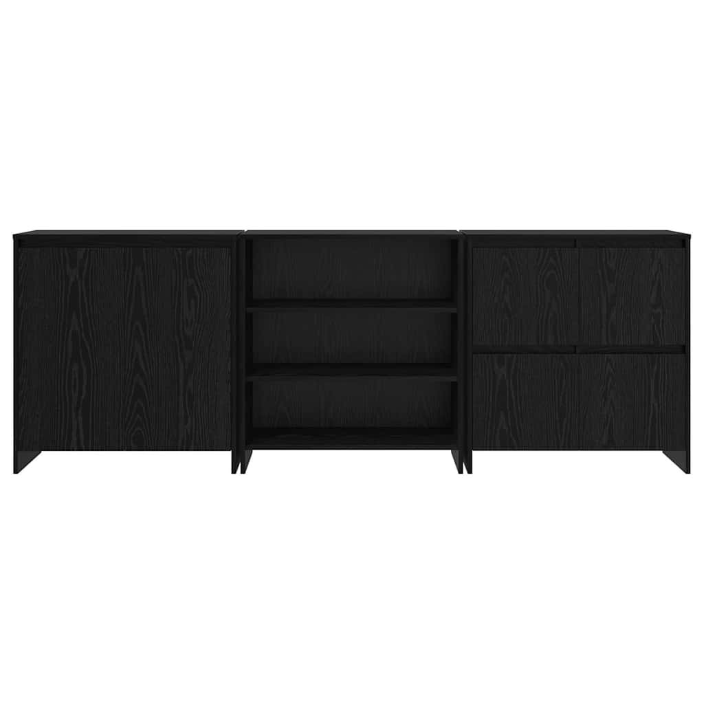 Kabalas 3 pcs juoda ąžuolo 70 x 41 x 75 cm Apdirbta mediena