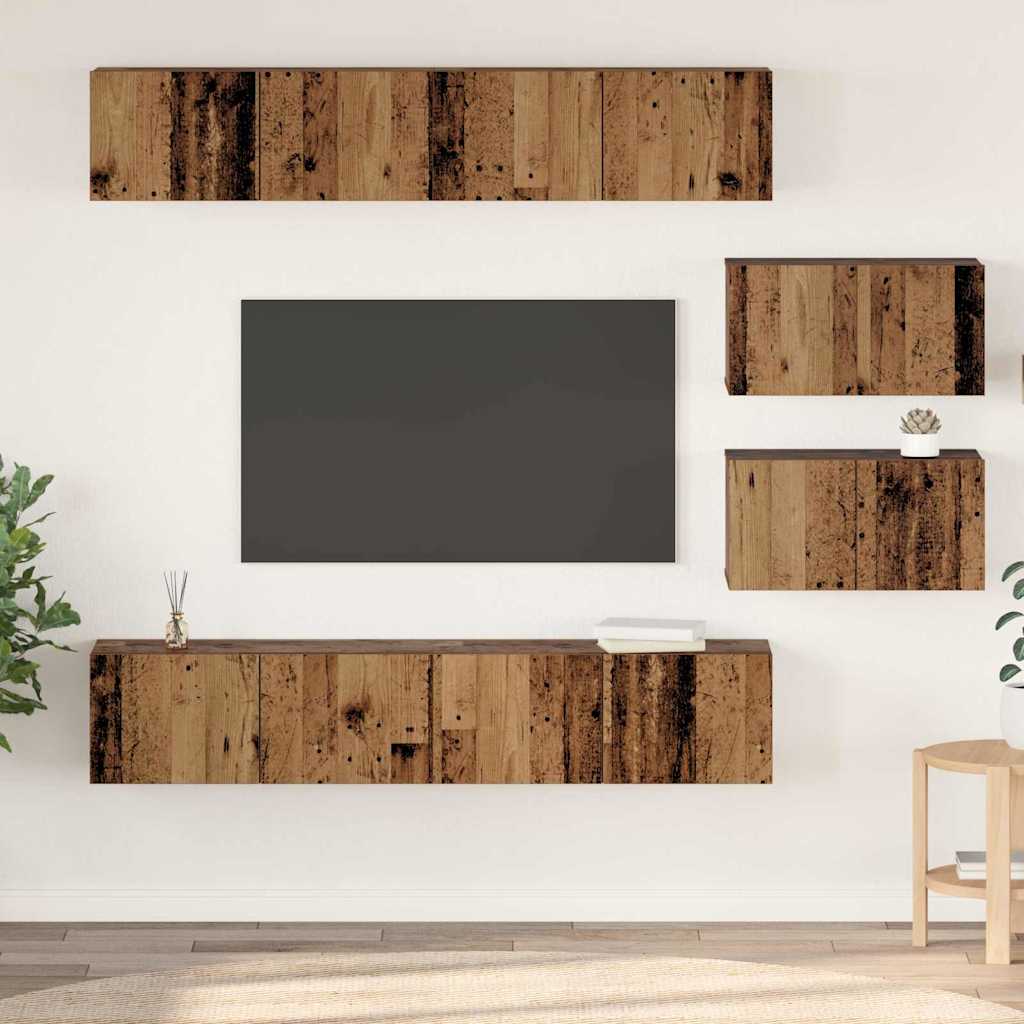 TV spintelių komplektas 6 pcs Senovinis medis Apdirbta mediena