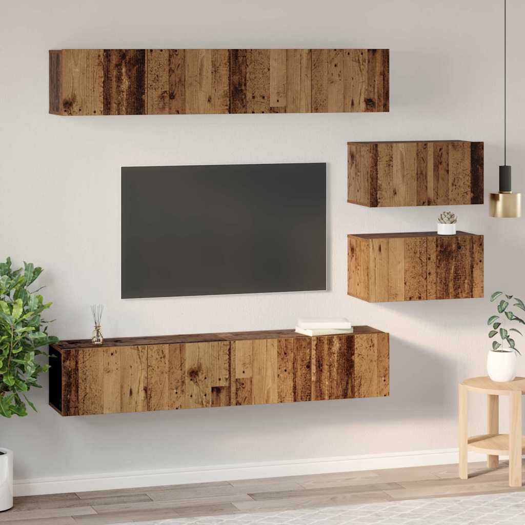 TV spintelių komplektas 6 pcs Senovinis medis Apdirbta mediena