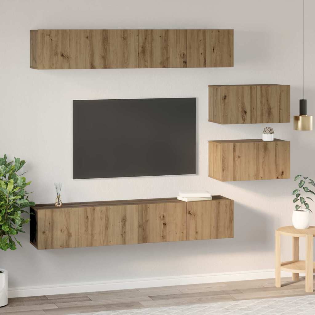 TV spintelių komplektas 6 pcs Amatininkų ąžuolas