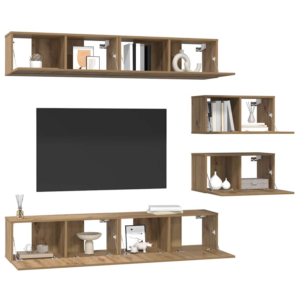 TV spintelių komplektas 6 pcs Amatininkų ąžuolas