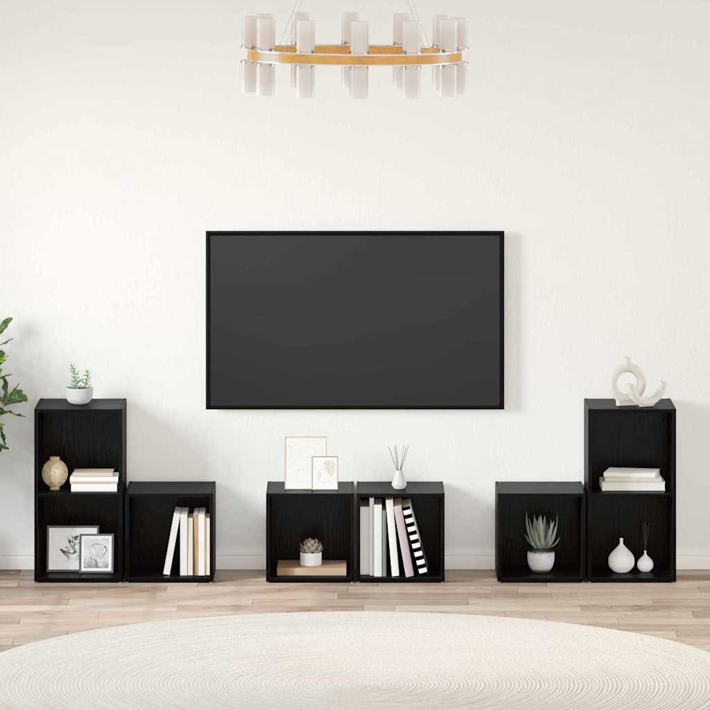 TV skapīšu komplekts 6 gab. Melns ozols Inženierijas koksne