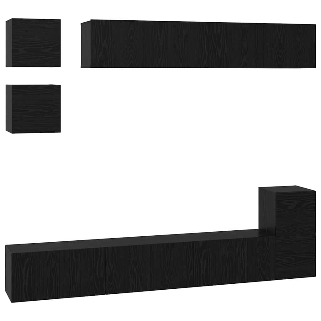 TV spintelių komplektas 8 pcs Juodas ąžuolas Apdirbta mediena