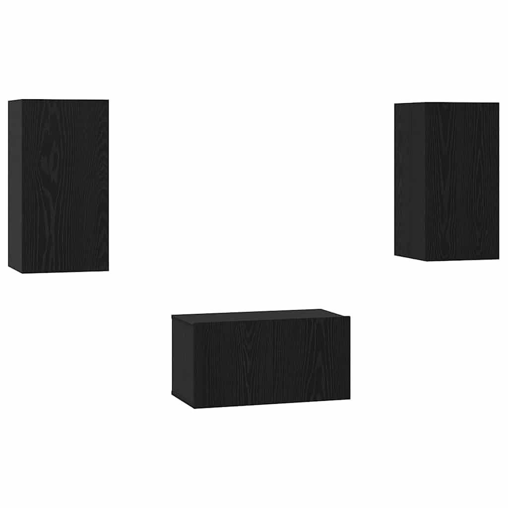 TV spintelių komplektas 3 pcs Juodas ąžuolas 60 x 30 x 30.5 cm