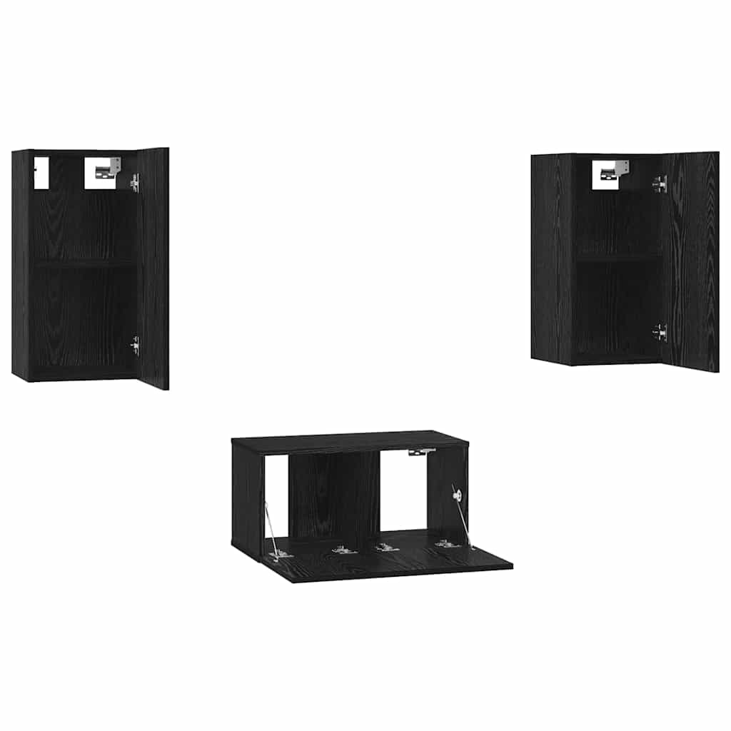 TV spintelių komplektas 3 pcs Juodas ąžuolas 60 x 30 x 30.5 cm
