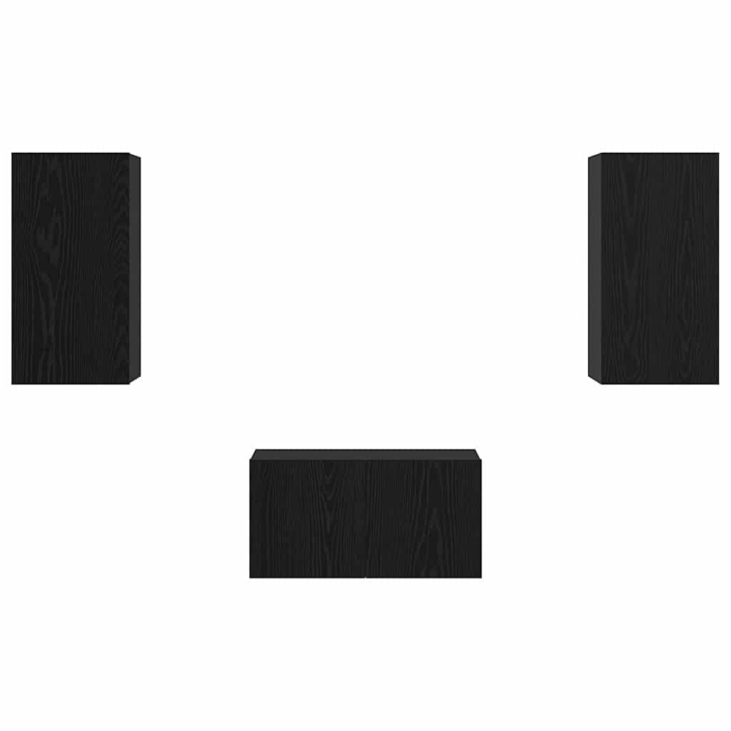 TV spintelių komplektas 3 pcs Juodas ąžuolas 60 x 30 x 30.5 cm