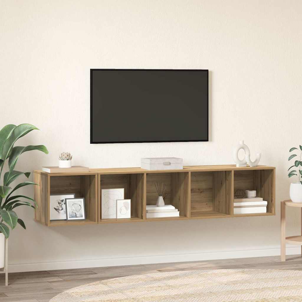 TV cabinet set with storage 2 pcs artisan oak