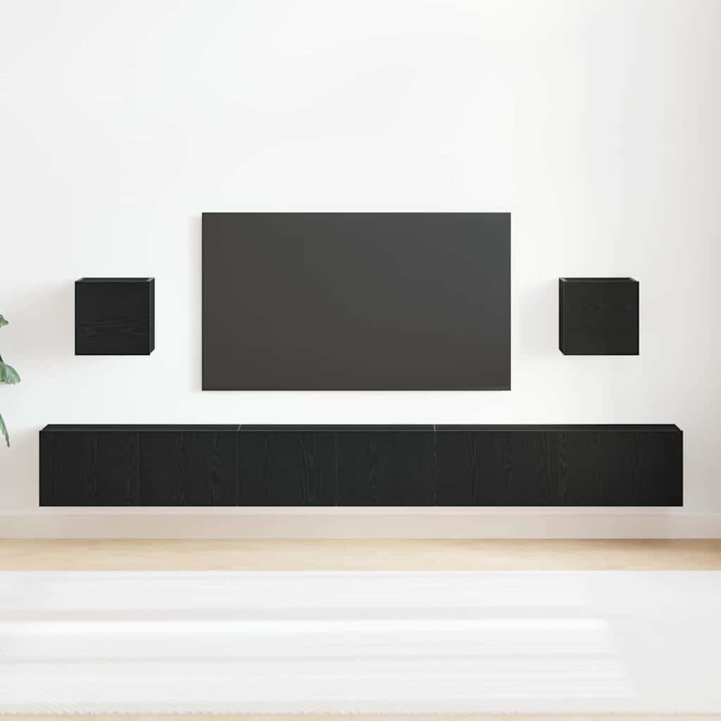 7 vienetų TV spintų komplektas Juodasis ąžuolas Inžinerinis medis