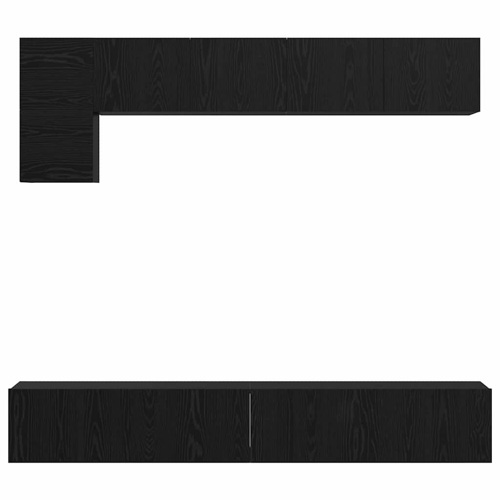 TV cabinet set 5 pcs Black oak Engineered wood