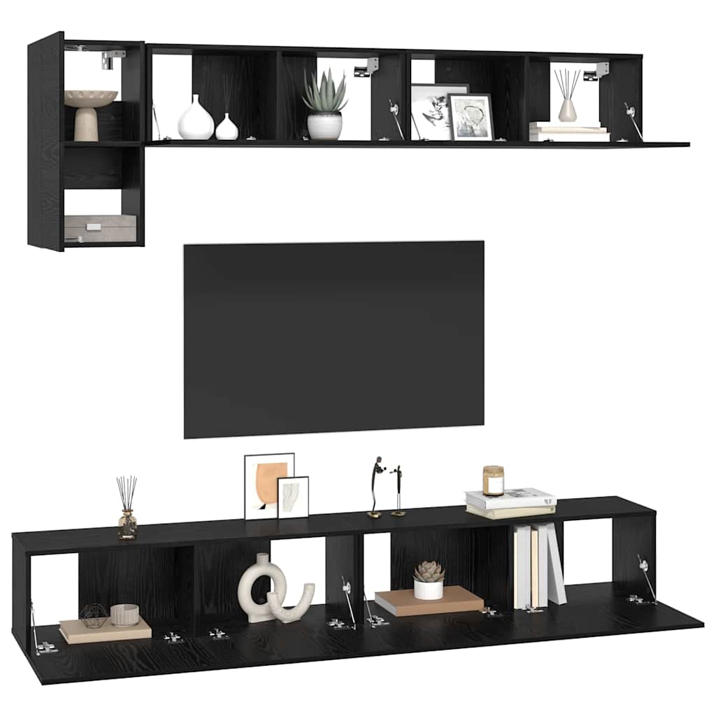 TV cabinet set 5 pcs Black oak Engineered wood