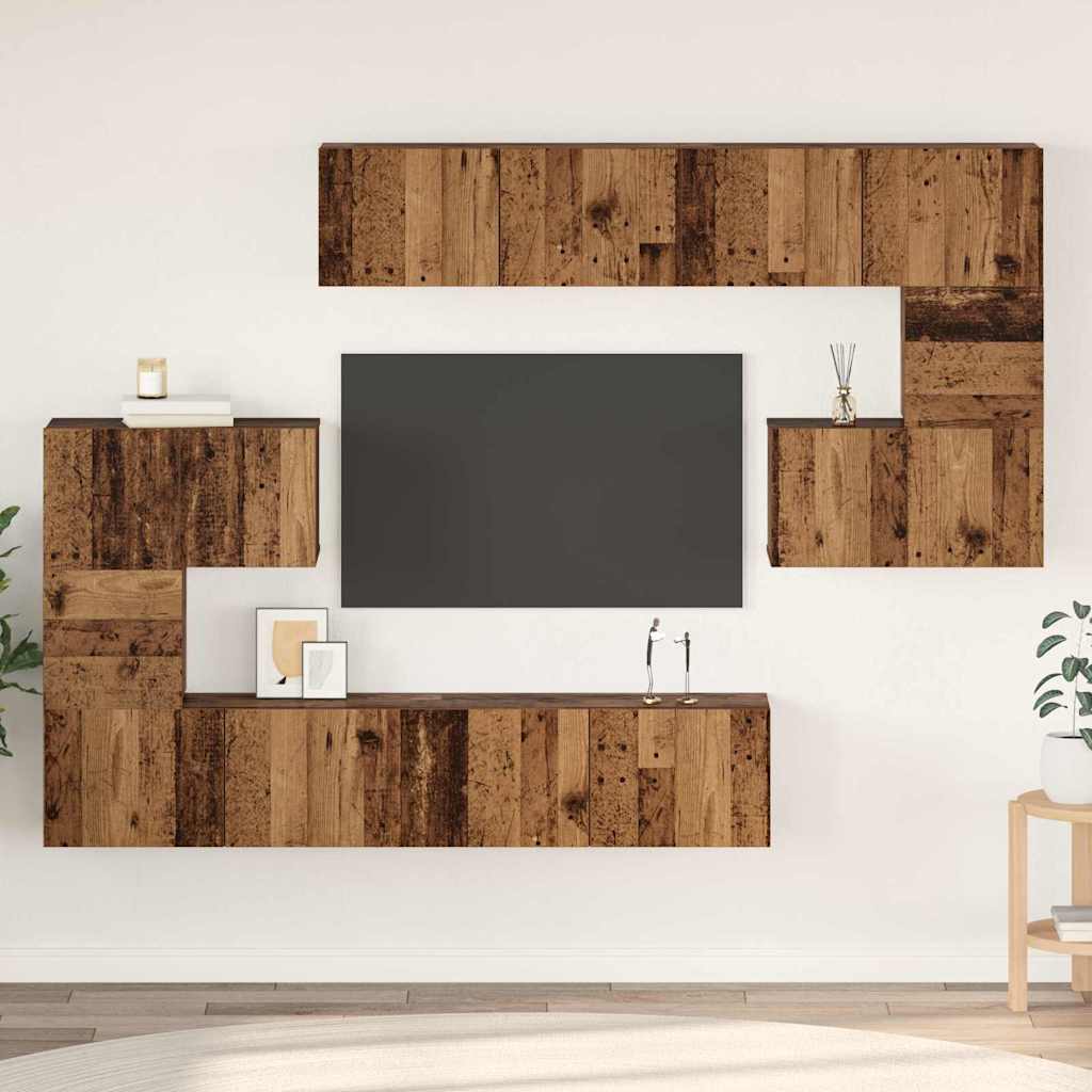 TV spintelių komplektas 8 pcs Senovinis medis Apdirbta mediena