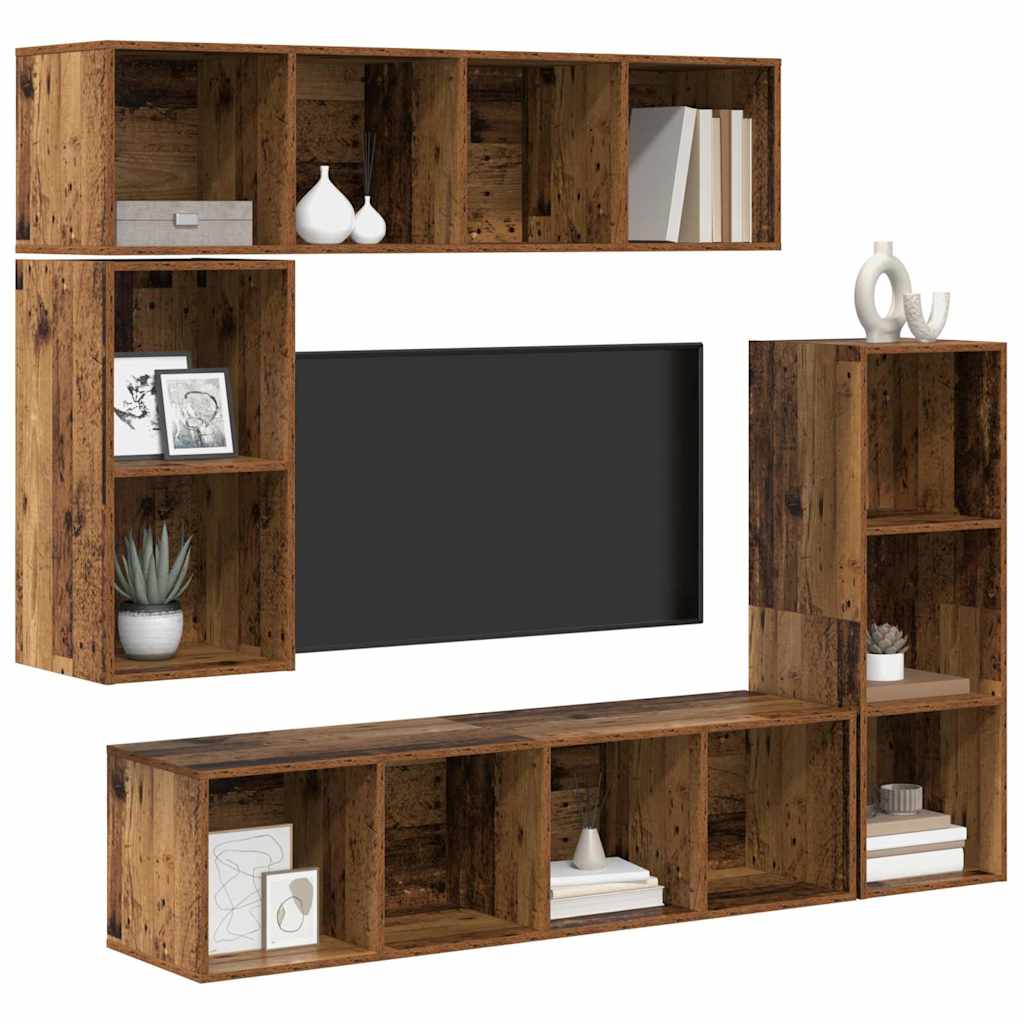 TV spintelių komplektas 4 pcs Sena mediena Apdirbta mediena