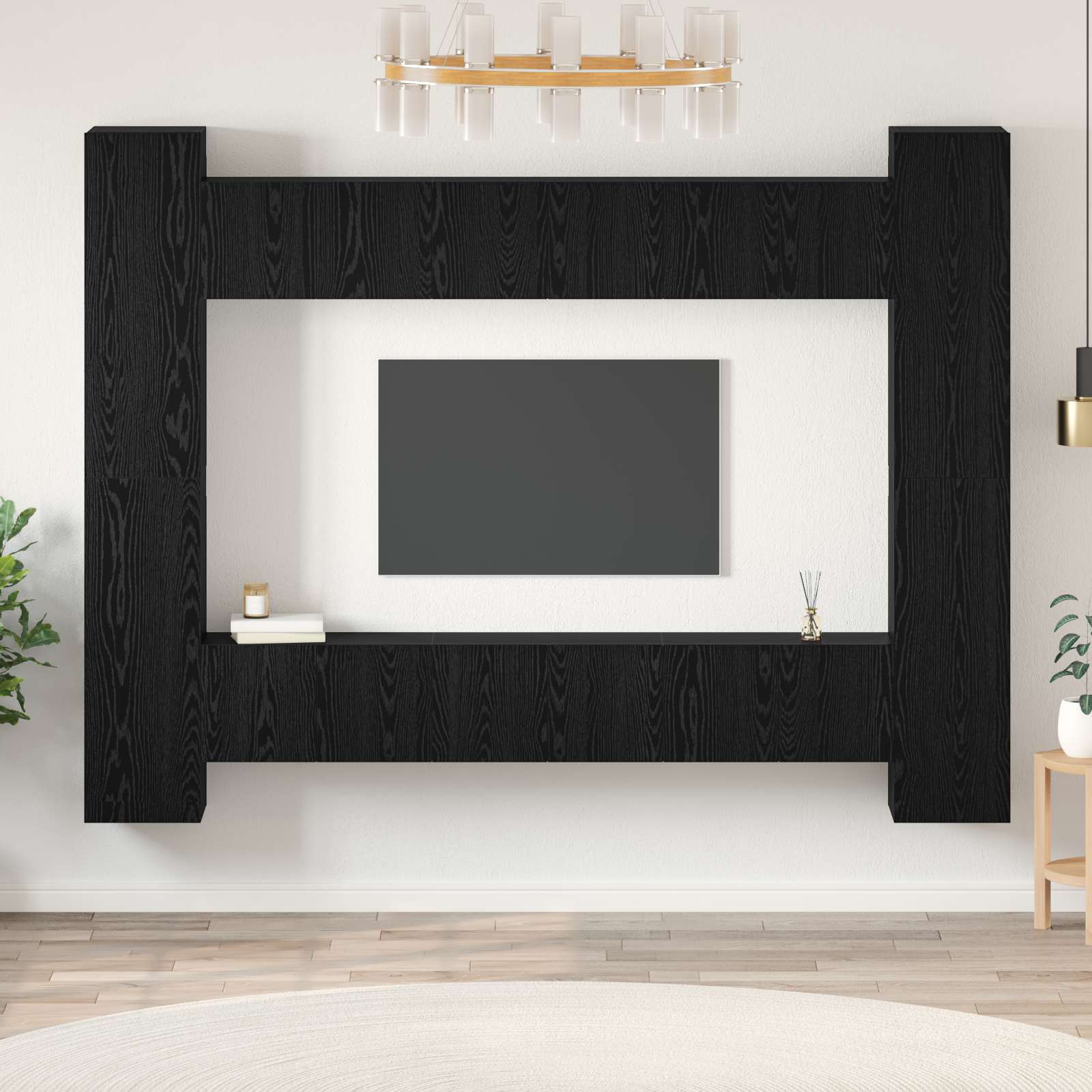 TV skapju komplekts 10 gab. Melns ozols 30,5 x 30 x 90 cm