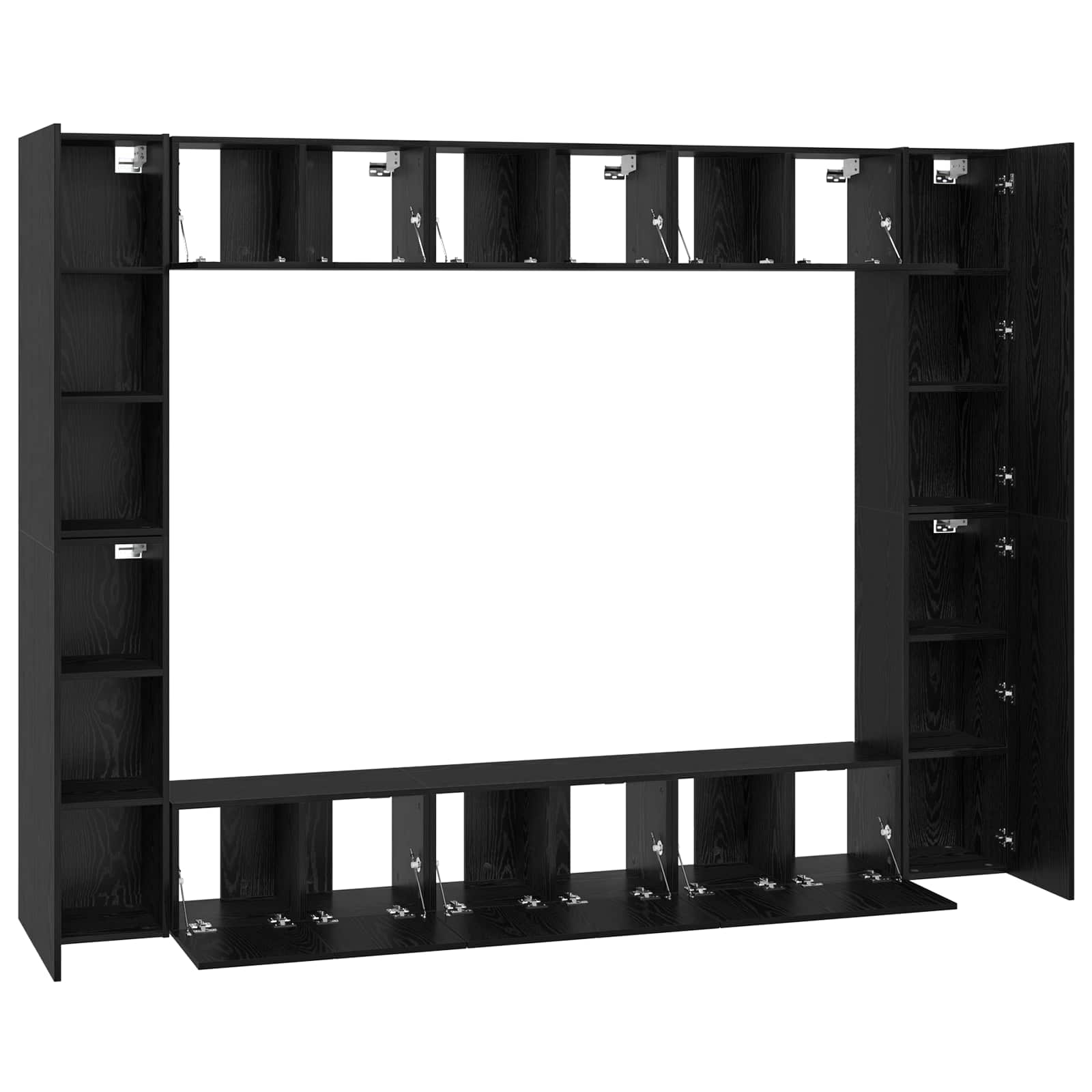 TV skapju komplekts 10 gab. Melns ozols 30,5 x 30 x 90 cm