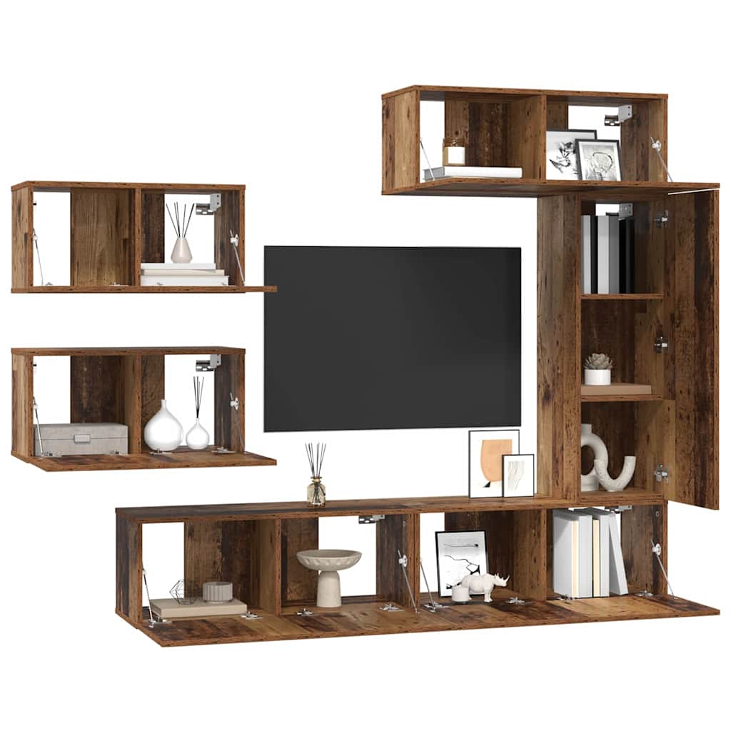 TV spintelių komplektas 6 pcs Sena mediena 30.5 x 30 x 90 cm