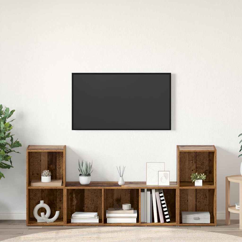 TV skapju komplekts, 3 gab., brūns, inženierijas koksne