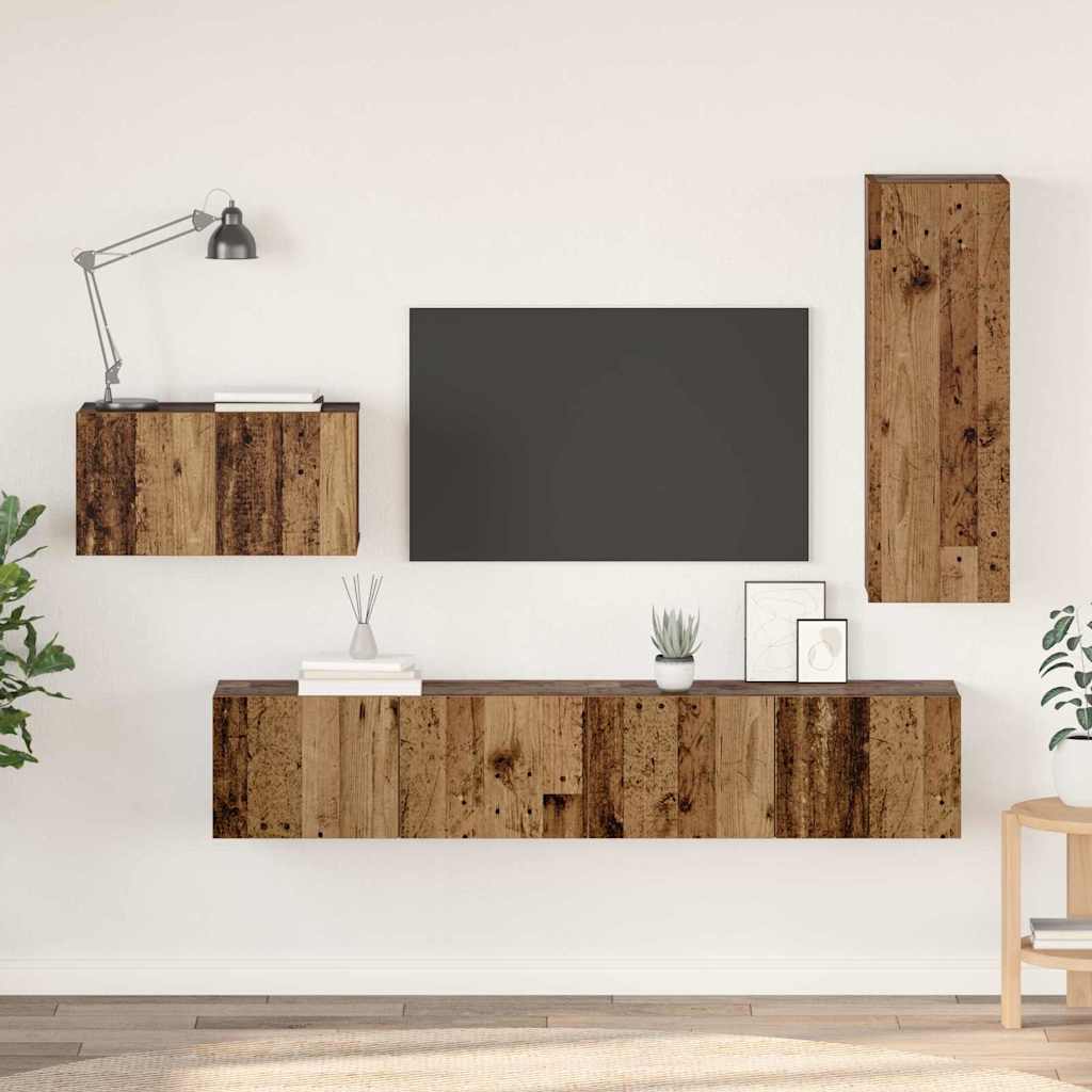 TV spintelių komplektas 4 pcs Senovinis medis Apdirbta mediena