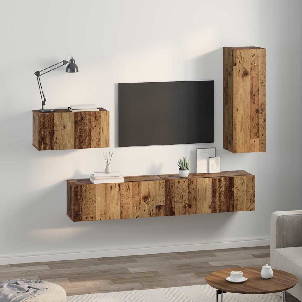 TV spintelių komplektas 4 pcs Senovinis medis Apdirbta mediena
